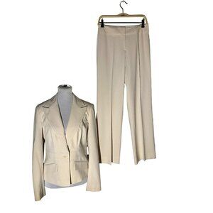 Worthington Works 2-Piece Cream Pant Suit Set Size 4 Long Pant Size 4 Blazer